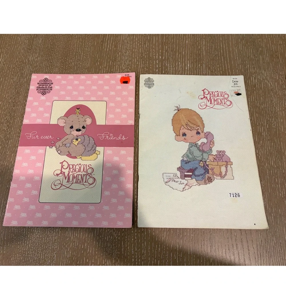 VTG Precious Moments Cross Stitch Pattern Book Lot Baby Nursery Teddy Bear Kids